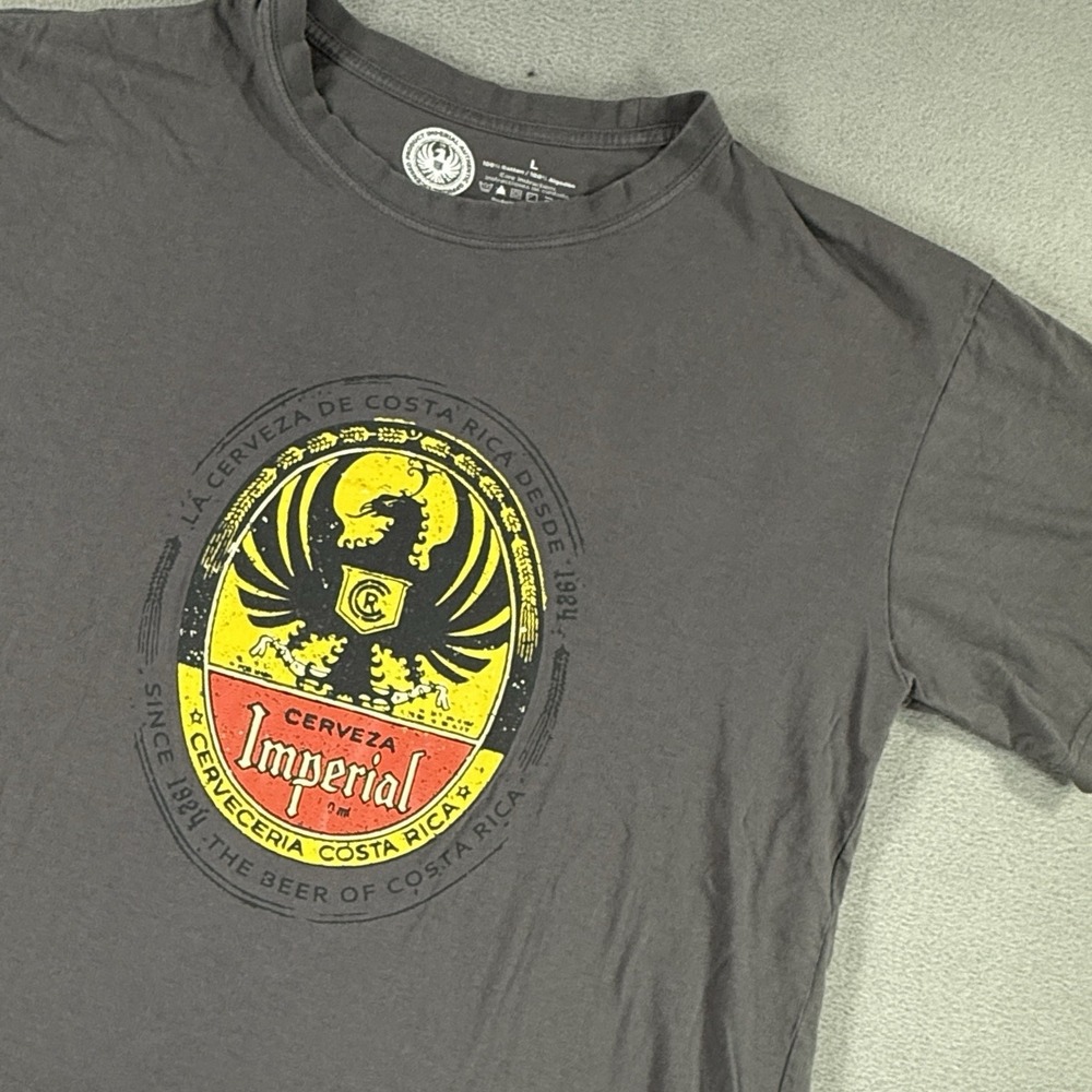 Imperial Cerveza T-Shirt Mens Large Gray Excellent Costa Rica Beer Graphic Tee